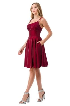 Aspeed S2741M Above Knee Short Dress With Pockets -Norma Reed S2741MBURGUNDY3