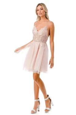 Aspeed S2742M Mauve Floral Short Dress With Tulle Skirt -Norma Reed S2742MMAUVE4