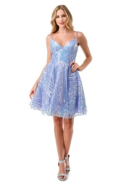 Aspeed S2743M Short Dress With Blue Ice Sequin | 2 Colors Lilac & Pink