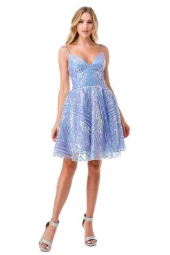 Aspeed S2743M Short Dress With Blue Ice Sequin | 2 Colors Lilac & Pink -Norma Reed S2743MLILAC2