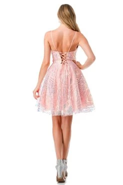 Aspeed S2743M Short Dress With Blue Ice Sequin | 2 Colors Lilac & Pink -Norma Reed S2743MPINK6