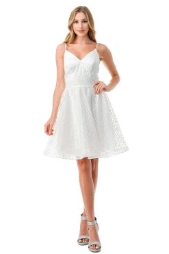 Aspeed S2749B Shimmering White V Neck Short Dress