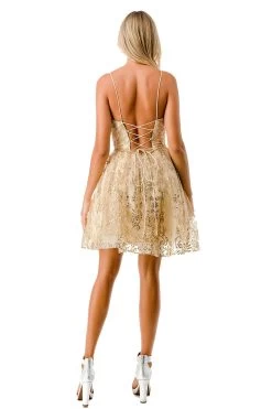 Aspeed S2756T Gold Floral Sequin Short Dress -Norma Reed S2756TGOLD6
