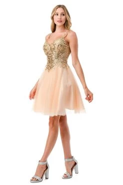 Aspeed S2757J Champagne & Gold Short Dress -Norma Reed S2757JCHAMP GOLD4