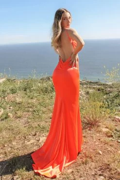 Cinderella Divine SE016 Fitted Neon Mermaid Dress - Prom 2023 -Norma Reed SE016 ORANGE