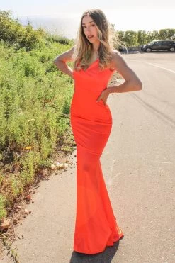 Cinderella Divine SE016 Fitted Neon Mermaid Dress - Prom 2023 -Norma Reed SE016 ORANGE 2