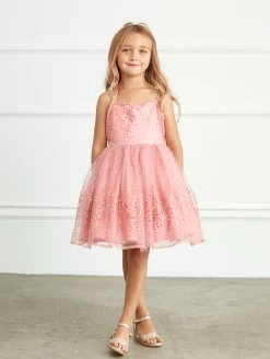 Kids Spaghetti Strap Sequins Dress With Sweetheart Neckline #TK5825 | Norma Reed