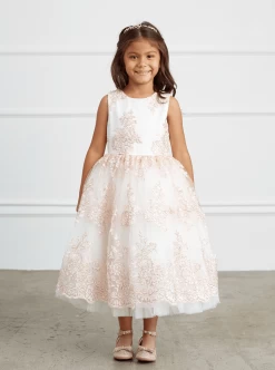 Kids Metallic Lace Embroidered Dress With Tulle Skirt #TK5816 | Norma Reed -Norma Reed ScreenShot2022 03 30at12.07.31PM