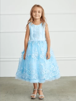 Kids Metallic Lace Embroidered Dress With Tulle Skirt #TK5816 | Norma Reed -Norma Reed ScreenShot2022 03 30at12.07.42PM
