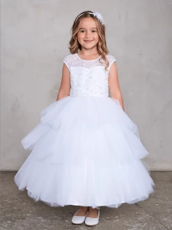 Kids Layered Ruffle Dress With Illusion Lace Top #TK5791 | Norma Reed