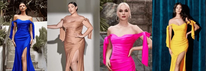 Cinderella Divine CD943 Off Shoulder Fitted Ruched Slit Leg Dress 6 Cinderella Divine CD943 Off Shoulder Fitted Ruched Slit Leg Dress - Image 6